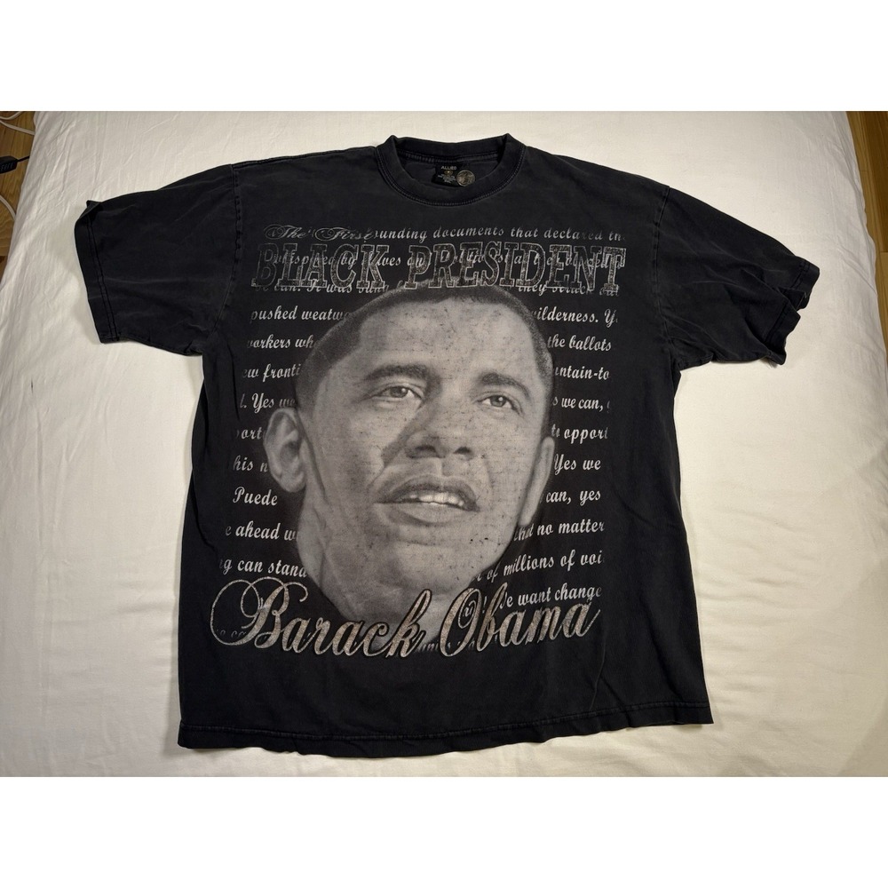 Vintage Barack Obama Rap Tee Shirt Mens 2XL First Black President 2008 Campaign